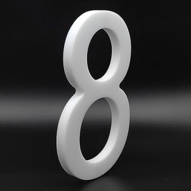 Imagem de Números de casa de acrílico de 15 cm de altura - montagem flutuante ou embutida fácil de montar, números de endereço residencial/número de caixa de correio para exterior/branco/número 8