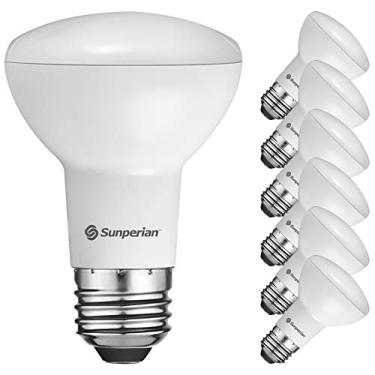 Imagem de Sunperian Pacote com 6 lâmpadas de LED BR20, 6W = 50W, branco quente 2700K, 550 lúmens, lâmpadas de inundação reguláveis para latas embutidas, classificação de fixação fechada, classificação úmida, certificação UL, base padrão E26