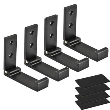 Imagem de Suporte de parede dobrável Latomex ganchos para pendurar ganchos de liga de alumínio, capa para pendurar fones de ouvido, fone de ouvido, gancho para pendurar na parede, pacote com 4