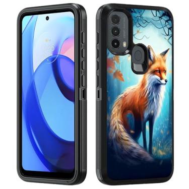 Imagem de BWOOLL Capa para Moto E20/Moto E30/Moto E40, resistente 3 em 1 híbrido PC rígido e silicone macio à prova de choque capa de proteção contra quedas para Motorola Moto E20 E30 E40, Raposa da Selva