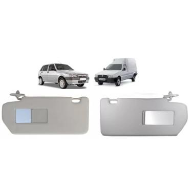 Imagem de Par Quebra Sol Cinza Para Uno Ou Fiorino 2004 A 2010 Com Espelho