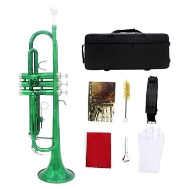 Imagem de Trompete Bb, Trompete colorido, instrumento de trompete, trompete de latão, trompete Bb, trompete Bb profissional, conjunto de instrumentos de trompete Bb para iniciantes, kit de limpeza de trompete