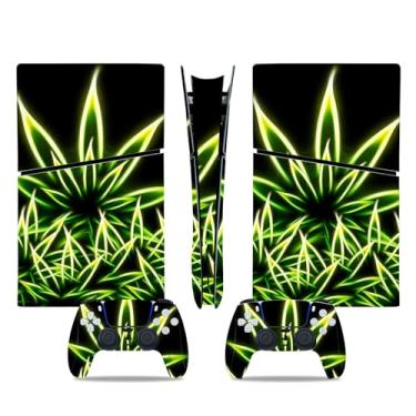 Imagem de UUShop Capa de decalque adesivo para console PS5 Slim Digital Edition e controladores de ervas daninhas brilhantes