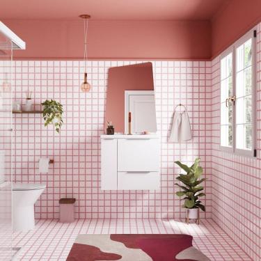 Imagem de Gabinete para Banheiro em Aço com Porta Basculante Caqui Branco