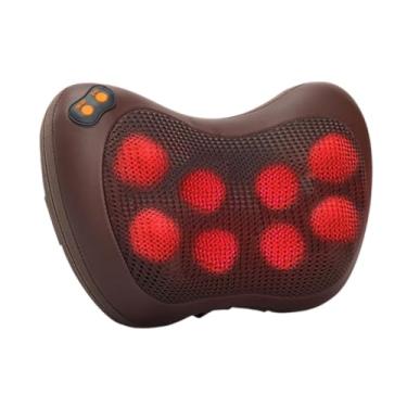 Imagem de menolana Massageador de pescoço Massageador cervical com calor Relaxamento Travesseiro de massagem de pescoço Almofada de espuma de memória para pescoço Corpo, Marrom, 8 Cabeças