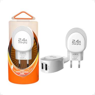 Imagem de Carregador Adaptador Universal Turbo de Parede Para Celular Com 2 Saida Usb 2.4a Com Cabo Kh-46 (MICRO USB)