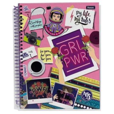 Imagem de Kit 2 Caderno Escolar Universitário Espiral 200F Amigas Gato - Foroni