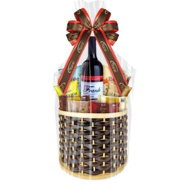 Imagem de Cesta de Chocolate com Vinho Borússia Chocolates