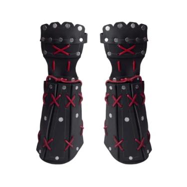 Imagem de Armadura Samurai de Couro | Armadura Viking Medieval | Armadura de Cavaleiro de Couro |Armadura Viking Unissex Fantasia Steampunk (Armadura de Braço Preta), Armadura de braço preta, G