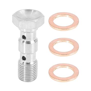 Imagem de X AUTOHAUX 1 conjunto M10x1.0 rosca métrica parafuso duplo banjo adaptador de encaixe de freio com arruelas para motocicleta carro