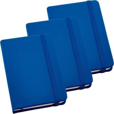 Imagem de Kit 3x Caderneta de Anotações 9x14cm 80 Fls Sem Pauta Azul Royal - Top