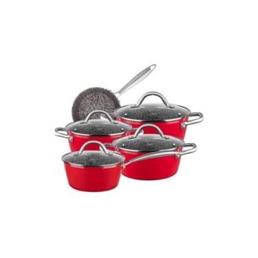 Imagem de Conjunto Panelas 5 Peças Antiaderente Stoneflon Granito Mta