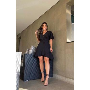 Imagem de Vestido Curto Transpassado Envelope - luh may, Preto, M