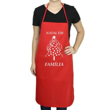 Imagem de Avental de Cozinha Vermelho Unissex Personalizado Natal Lançamento - D