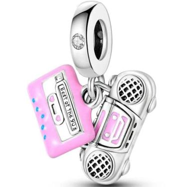 Imagem de Berloque Charms Aparelho de Som Fita Cassete Prata 925