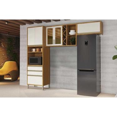 Imagem de Kit de Cozinha Completa 3 Peças Tempranillo (2Aéreos+1Paneleiro) C3P82 Amendoa/Off Whit...