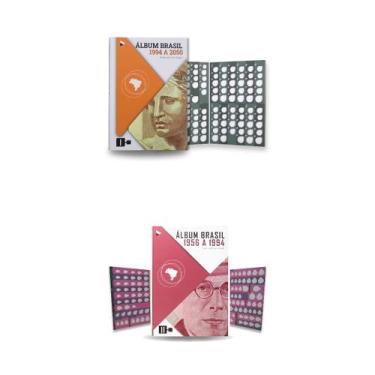 Imagem de 2 Álbuns De Moedas 1956 A 2050 Cruzeiro, Real e Cruzado - Numismática 