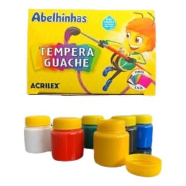 Imagem de Tinta Tempera  Guache 15ml Com 06 Cores Vibrantes -  Acrilex