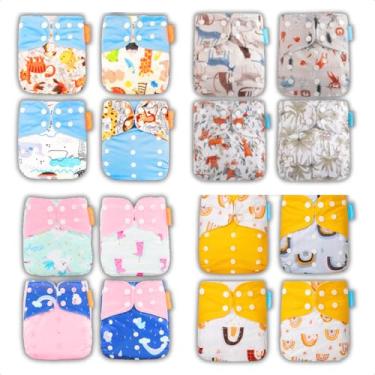 Imagem de Kit 10 Fraldas De Pano Ecológicas Premium + 12 Absorventes (Sem Gênero)