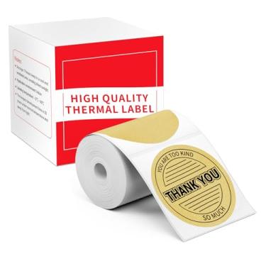 Imagem de Ponek Etiqueta redonda compatível com M100/M110/M120/M260/M220/M150, 1,96" x 1,96" (50 x 50 mm), etiqueta dourada de círculo térmico para logotipo/etiquetas de presente/etiqueta de