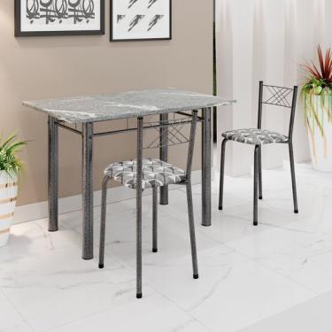 Imagem de Conjunto Sala De Jantar Mesa Retangular 100x60cm Tampo Granit