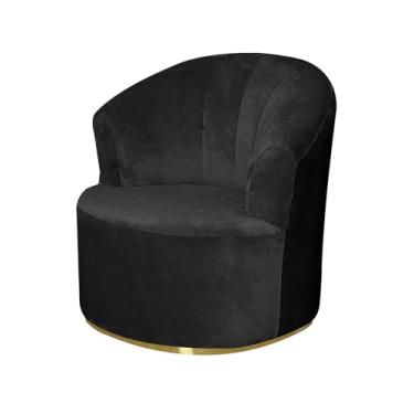 Imagem de SFYZHMME Capa de cadeira giratória de veludo, cadeira macia e sólida com detalhes giratórios, capa de cadeira de barril moderna, capa de poltrona redonda (preta)
