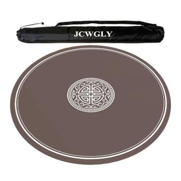 Imagem de Tapete Redondo De Mahjong Com Bolsa De Transporte Preta, Toalha De Mesa Macia Antiderrapante E Redutora De Ruído Para Jogos De Xadrez E Cartas Em Casa, Cartas De Pôquer E Jogos De Peças(Brown,140cm/55