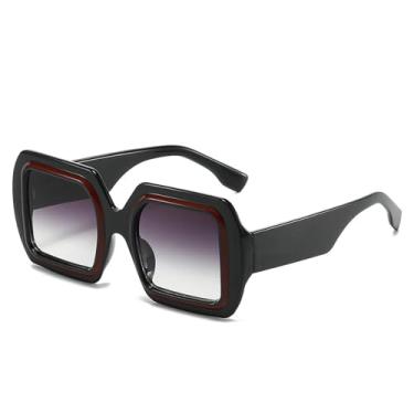 Imagem de JRLLFD Moda Clássico Pequeno Quadro Feminino Retro Óculos de Sol Masculino Ao Ar Livre Protetor Solar Uv400 (tamanho único/Preto Vermelho Cinza)