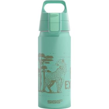 Imagem de SIGG Garrafa de água de alumínio para crianças - WMB ONE Cheetah - Adequada para bebidas carbonatadas - à prova de vazamento - leve - sem BPA - Certificado ClimatePartner - Esportes e escola - Azul