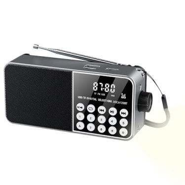 Imagem de Rádios Portáteis - Rádio Digital AM/FM Recarregável com Entrada para Cartão TF,Lanterna de Emergência, Saída para Fones e Acessório para Camping em Ambientes Internos, Externos e Casa