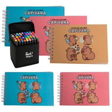 Imagem de Kit Livros Para Colorir Infantil Antiestresse Capivara Fofa - Toys 2u