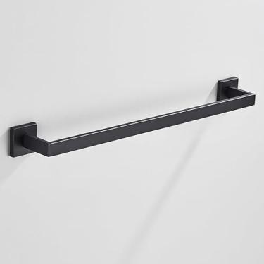 Imagem de Porta Toalha De Banheiro Inox Quadrado Suporte Toalheiro Solteiro 40/60cm Preto/Cromada/Ouro(Preto Fosco 60cm)