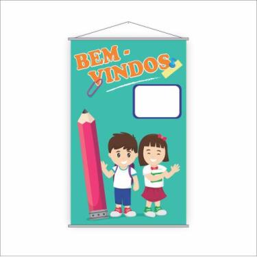 Imagem de Banner Escolar Pedagógico Bem Vindos 80x50cm - PlimShop