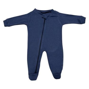 Imagem de Macacão De Bebê Zíper Azul Malha Algodão RN P M G  - Laura Ferri Baby,