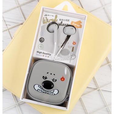 Imagem de QearFun XBE-E413 Fones de ouvido intra-auriculares para crianças, fone de ouvido com cabo plano com fio, fone de ouvido com microfone e estojo de armazenamento adorável para fones de ouvido, presentes
