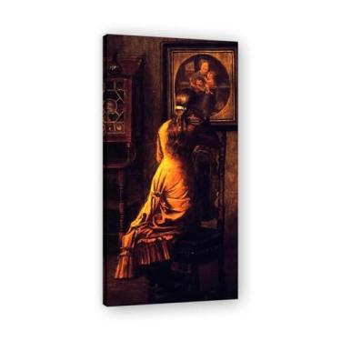 Imagem de Pious Reflections John Lavery Iconic Realist Portrait & War Scene Canvas Art – Decoração de parede irlandesa atemporal para casa 20 x 39,9 cm emoldurada