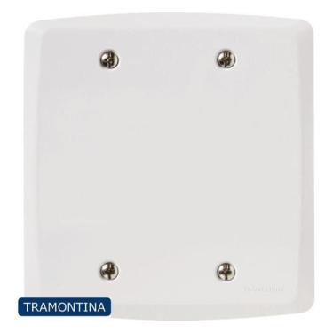 Imagem de 2 Placa 4x4 Cega Tramontina Espelho Tampa Lux Branca Parede
