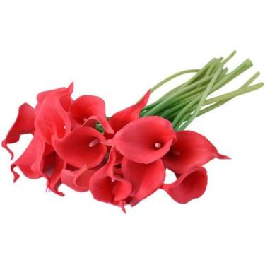 Imagem de 9 Buque Flores Toque Real Copos De Leite Vermelho Folhagem - La Caza S