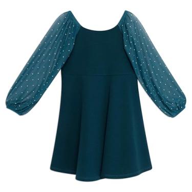 Imagem de Speechless Vestido de festa de crepe para meninas com mangas longas e transparentes, Azul-petróleo, 6X