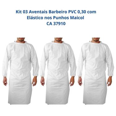 Imagem de Kit 03 Aventais Barbeiro PVC 0,30 com Elástico nos Punhos Maicol CA 37910