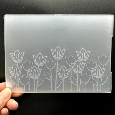 Imagem de Modelo de pasta de plástico 3D com textura de flor horizontal 10 x 14 cm para fazer cartões, faça você mesmo, scrapbook, papel, artesanato, artesanato, scrapbook, artes, decoração