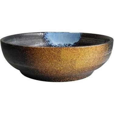 Imagem de Saladeira de cerâmica de tamanho grande, tigela fundo criativa japonesa de tamanho grande | Chucrute tigela de peixe tigela de sopa restaurante, # I (12