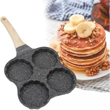 Imagem de Frigideira Antiaderente 4 Cavidades – Ideal para Ovos, Hambúrguer, Panqueca – Com Alça – Cor Preta