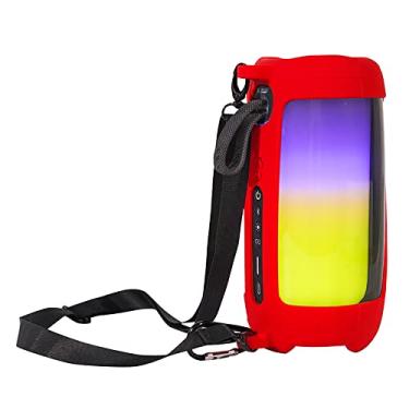 Imagem de Capa de transporte de silicone para JBL Pulse 5, capa protetora de silicone macio para viagem adequada para alto-falante JBL Pulse 5 Bluetooth (vermelha)