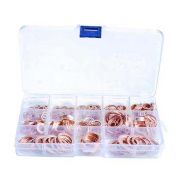 Imagem de MERIGLARE Conjunto de 300 peças de arruelas planas sortidas, anéis de vedação para válvulas M20, plugues de reservatório, linhas de água marinha, conjunto de