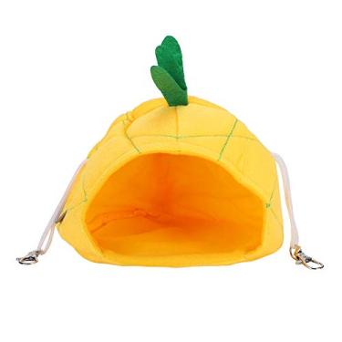 Imagem de Fruit Pet Hanging Winter Bed Cage Hamster House Bed Guinea Pig Winter Warm Small Animal Hammock Cotton Sleeping House (Yellow)