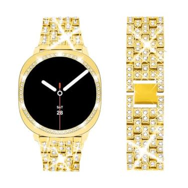 Imagem de SUPOIX Pulseira com capa compatível apenas com Samsung Galaxy Watch 8 de 44 mm, pulseira de substituição feminina Bling de 20 mm e capa protetora de policarbonato para Galaxy Watch 8 de 44 mm (ouro/44
