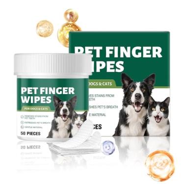 Imagem de Rrlihjgu Lenços Dentários Para Cães De Dedos,Pacote Com 50 Unidades - Acessórios Para Animais De Estimação Para Saúde Higiene Escovação,Banho Casa
