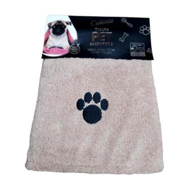 Imagem de Toalha Grande Pet Banho Microfibra Cães Gato Alta Secagem (Bege)