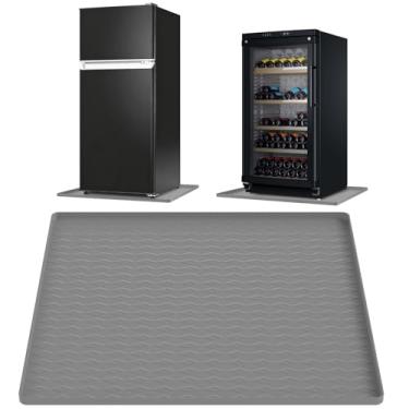 Imagem de AIZOE Mini tapete de geladeira, bandeja coletora de mini geladeira, 60 x 59 cm, tapetes de geladeira, bandeja de máquina de lavar para proteção de piso, cinza com padrão Argyle